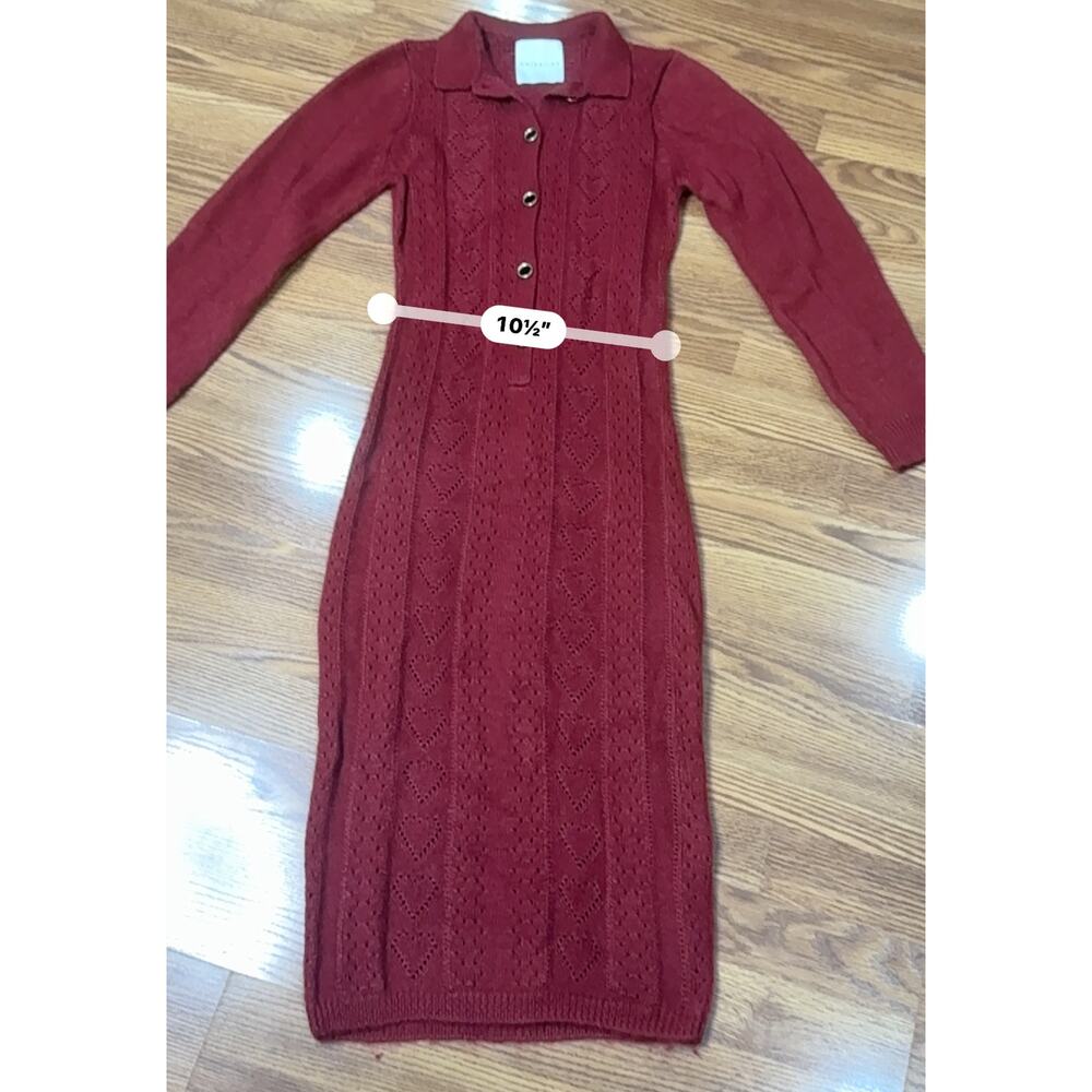 Markarian Burgundy Poesie Hearts Silk Mohair Blend Maxi Dress Size Small - Picture 5 of 15